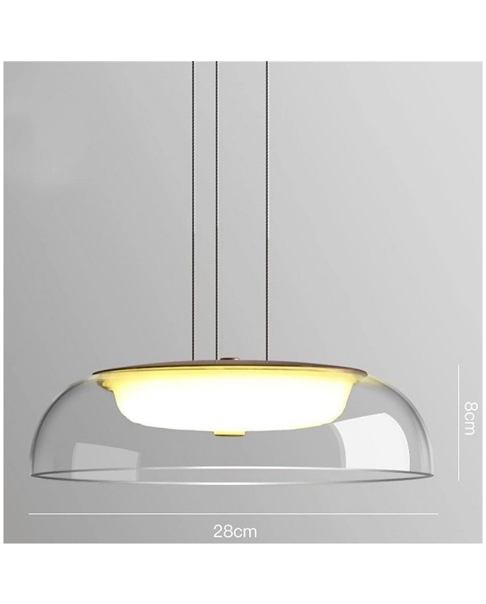 Lámpara WITTEN H80, colgante, metal, cristal, led