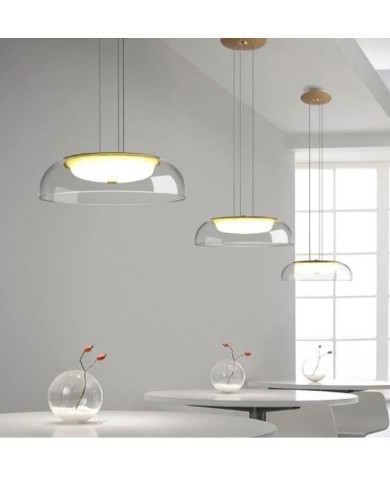 Lámpara WITTEN H80, colgante, metal, cristal, led