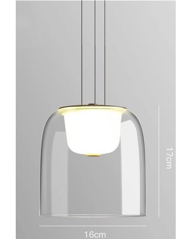 Lámpara WITTEN H170, colgante, metal, cristal, led