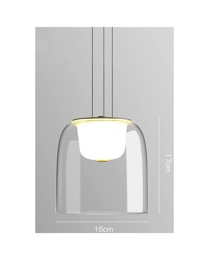 Lámpara WITTEN H170, colgante, metal, cristal, led