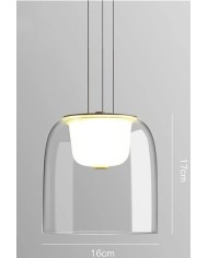 Lámpara WITTEN H170, colgante, metal, cristal, led