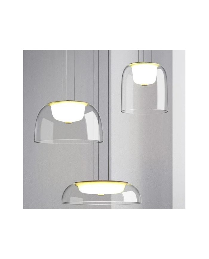 Lámpara WITTEN H170, colgante, metal, cristal, led