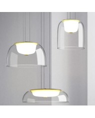 Lámpara WITTEN H170, colgante, metal, cristal, led