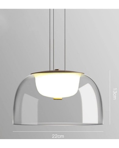 Lámpara WITTEN H130, colgante, metal, cristal, led