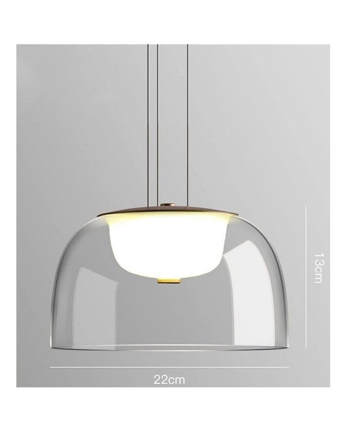 Lámpara WITTEN H130, colgante, metal, cristal, led