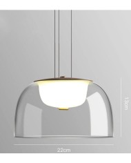 Lámpara WITTEN H130, colgante, metal, cristal, led
