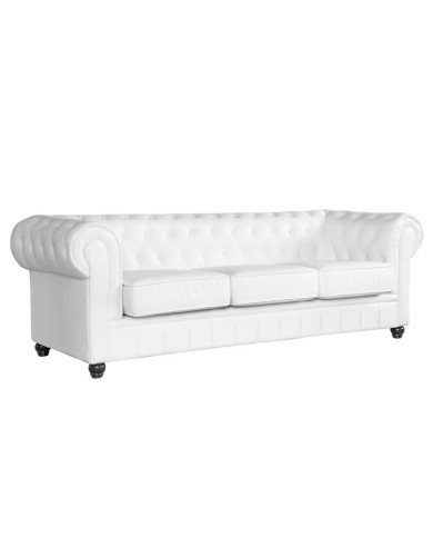 Sofá CHESTER NEW, 3 plazas, similpiel blanca