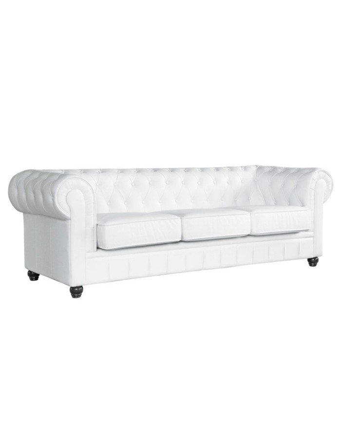 Sofá CHESTER NEW, 3 plazas, similpiel blanca