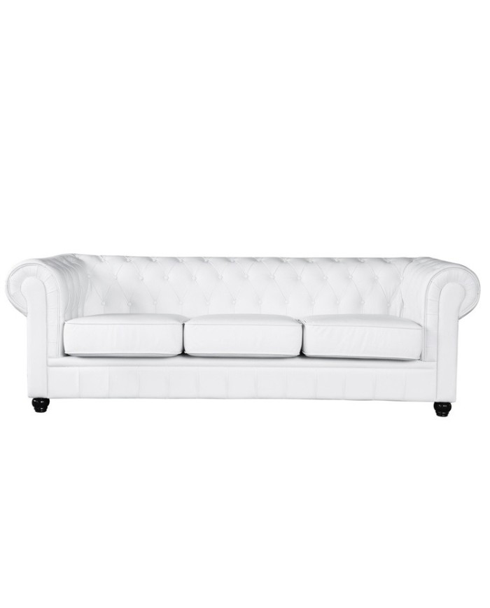 Sofá CHESTER NEW, 3 plazas, similpiel blanca