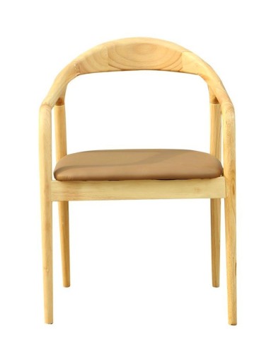 Sillón BALCANES, madera de haya, natural, similpiel marrón