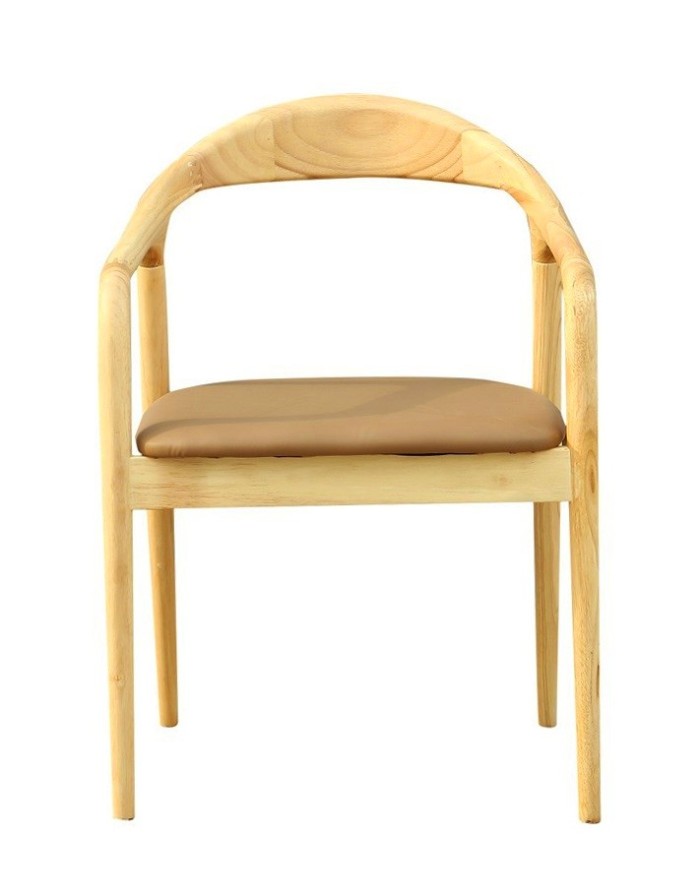 Sillón BALCANES, madera de haya, natural, similpiel marrón