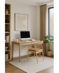 Sillón BALCANES, madera de haya, natural, similpiel marrón