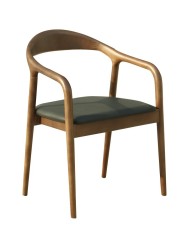 Sillón BALCANES, madera de haya, nogal, similpiel negro