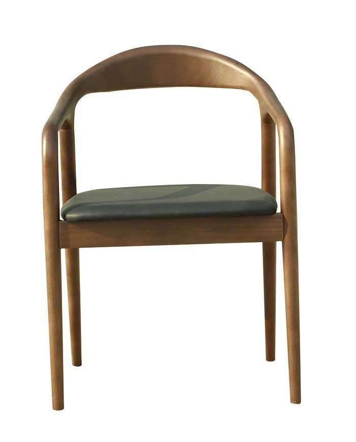 Sillón BALCANES, madera de haya, nogal, similpiel negro