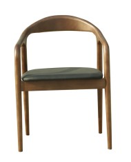 Sillón BALCANES, madera de haya, nogal, similpiel negro