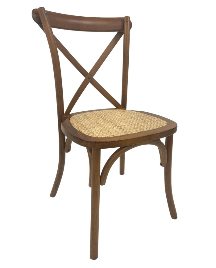 Silla CROSS SX, madera de haya, nogal, asiento de ratán