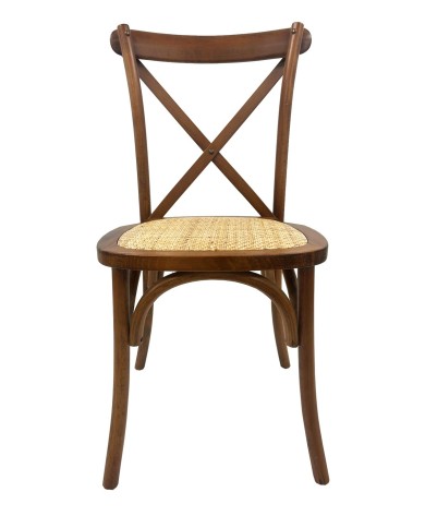 Silla CROSS SX, madera de haya, nogal, asiento de ratán