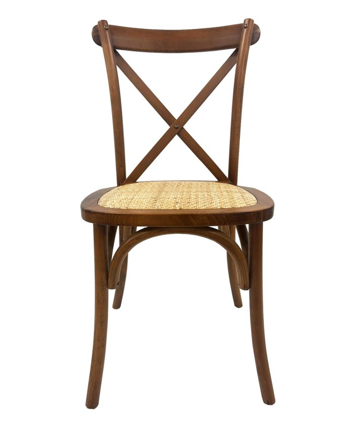 Silla CROSS SX, madera de haya, nogal, asiento de ratán