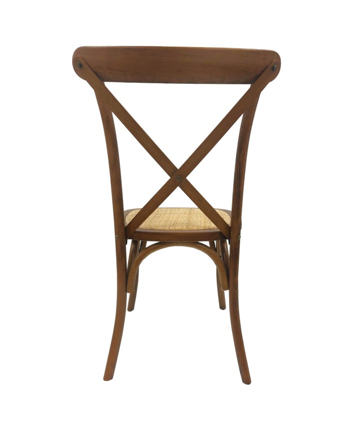 Silla CROSS SX, madera de haya, nogal, asiento de ratán