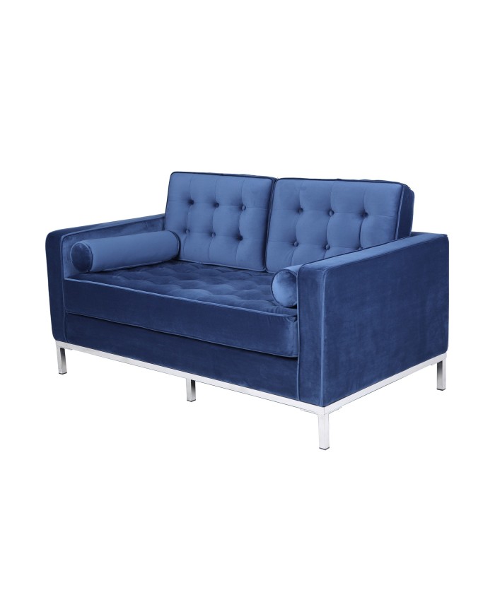Sofá ARLES, 2 plazas, tejido velvet azul