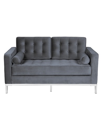 Sofá ARLES, 2 plazas, tejido velvet gris
