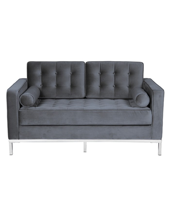 Sofá ARLES, 2 plazas, tejido velvet gris