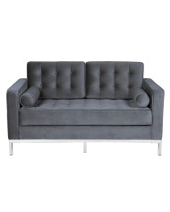 Sofá ARLES, 2 plazas, tejido velvet gris