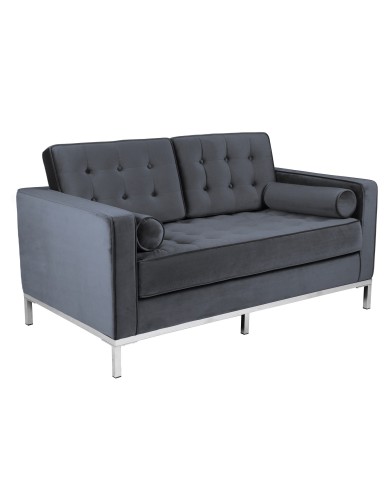 Sofá ARLES, 2 plazas, tejido velvet gris