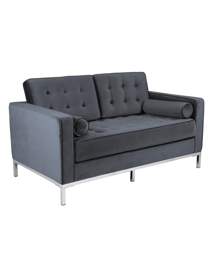 Sofá ARLES, 2 plazas, tejido velvet gris