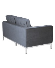 Sofá ARLES, 2 plazas, tejido velvet gris