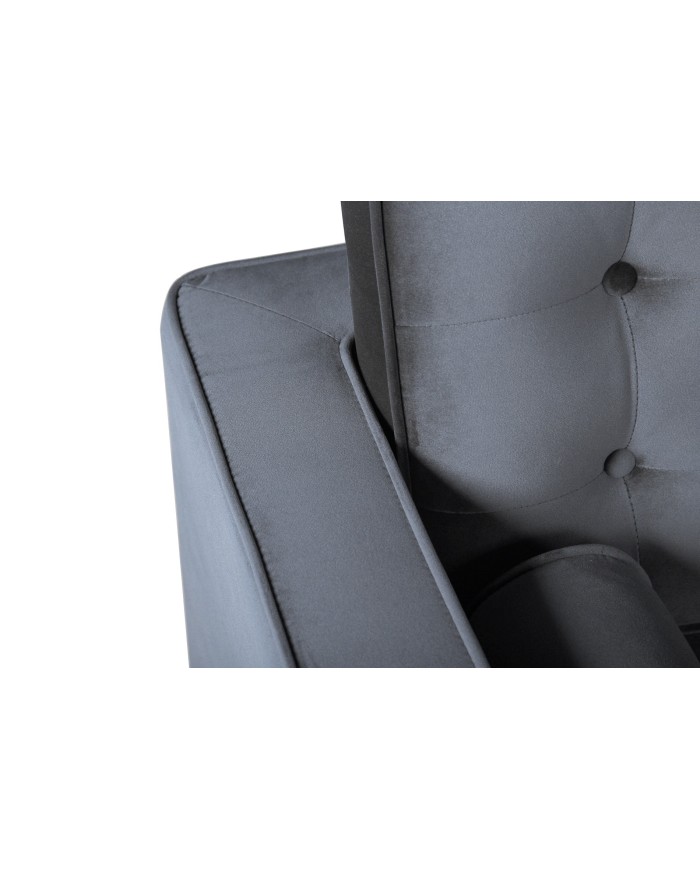 Sofá ARLES, 2 plazas, tejido velvet gris