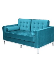 Sofá ARLES, 2 plazas, tejido velvet turquesa