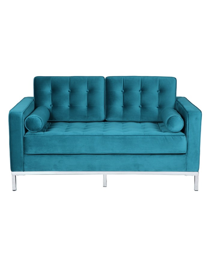 Sofá ARLES, 2 plazas, tejido velvet turquesa