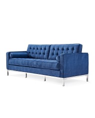 Sofá ARLES, 3 plazas, tejido velvet azul