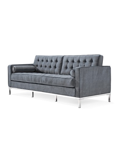 Sofá ARLES, 3 plazas, tejido velvet gris