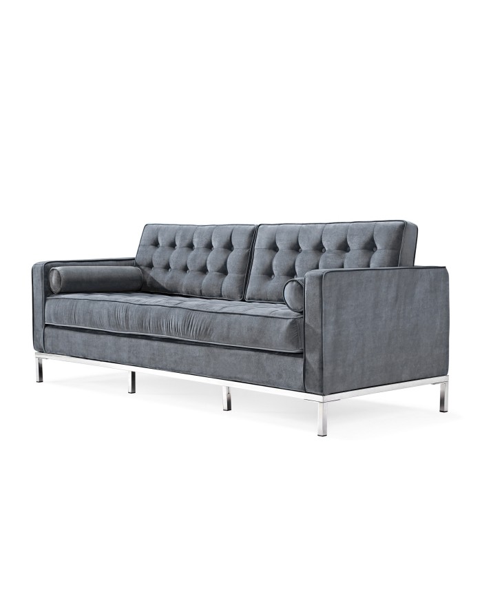 Sofá ARLES, 3 plazas, tejido velvet gris