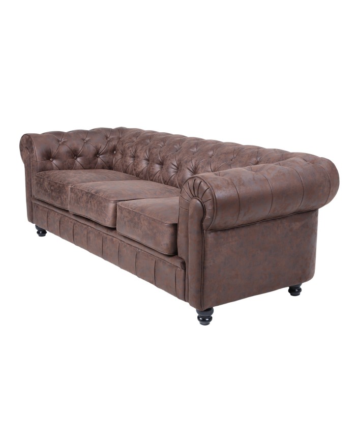 Sofá CHESTER NEW, 3 plazas, similpiel vintage