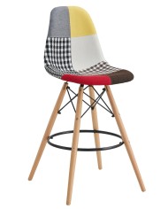 Taburete STAR PAT24, madera, tapizado patchwork 24
