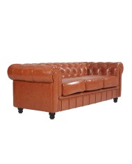 Sofá CHESTER NEW, 3 plazas, similpiel cuero vintage