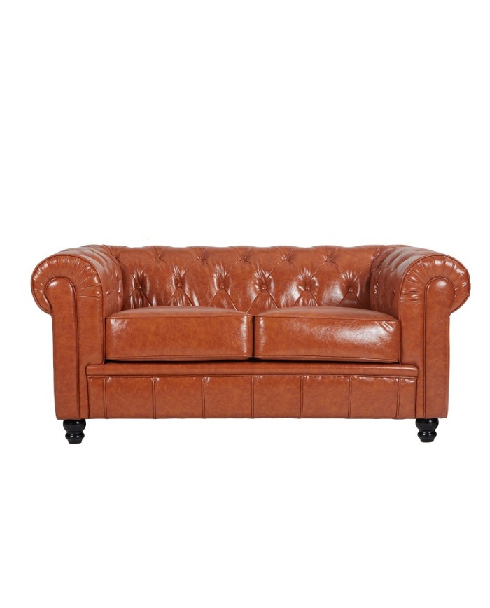Sofá CHESTER NEW, 2 plazas, similpiel cuero vintage