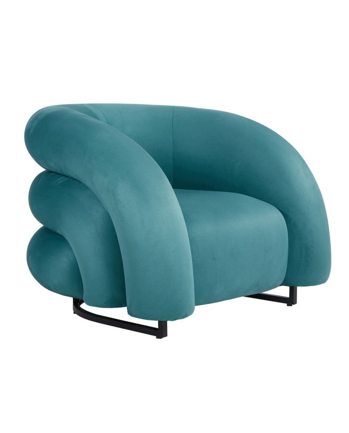 Sillón KARLOVY, tapizado velvet turquesa