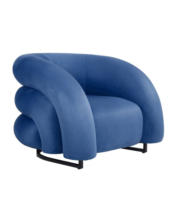 Sillón KARLOVY, tapizado velvet azul