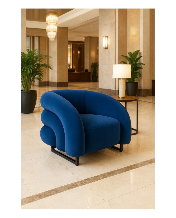 Sillón KARLOVY, tapizado velvet azul