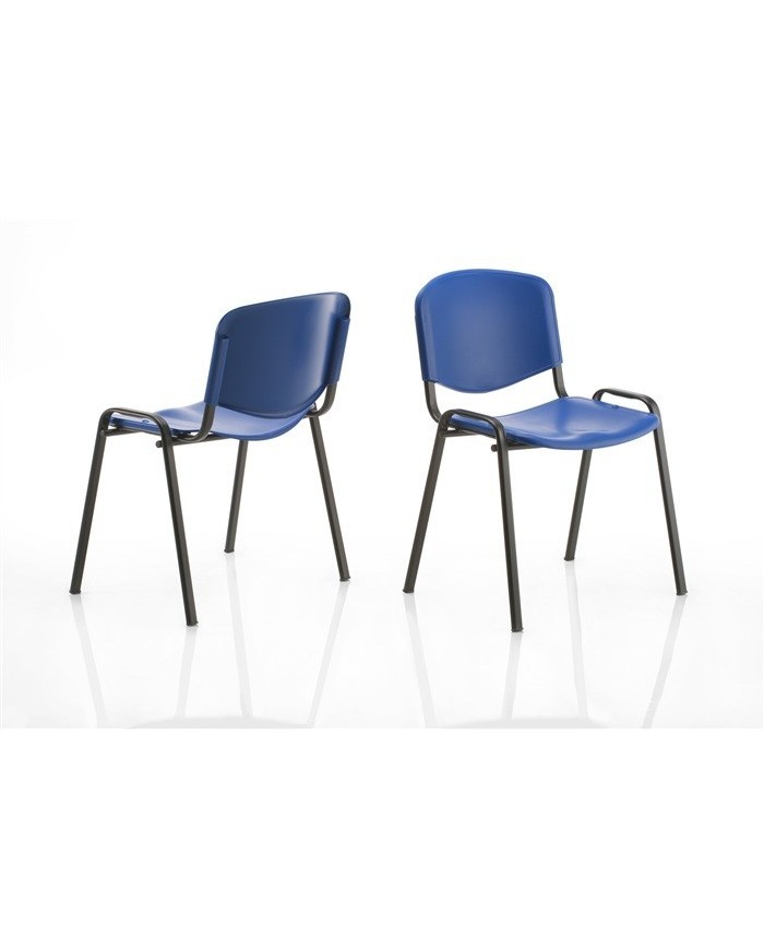 Silla NIZA, chasis negro y plástico azul