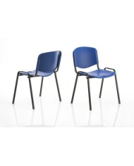 Silla NIZA, chasis negro y plástico azul