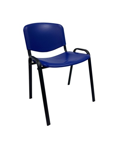 Silla NIZA, chasis negro y plástico azul