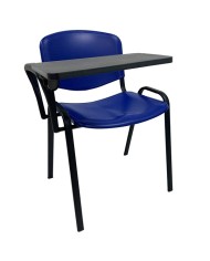Silla NIZA con pala de escritura, asiento y respaldo en plástico azul