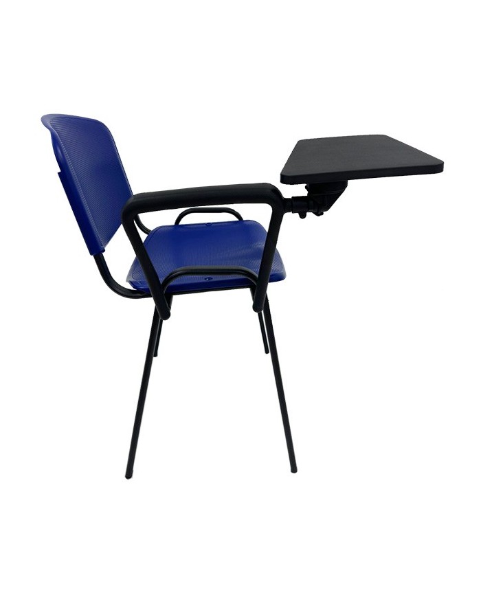 Silla NIZA con pala de escritura, asiento y respaldo en plástico azul