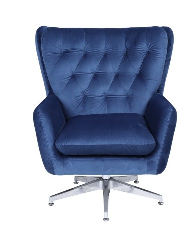 Sillón BÉCQUER, giratorio, regulable, tapizado velvet azul