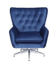 Sillón BÉCQUER, giratorio, regulable, tapizado velvet azul